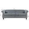 84" Rolled Arm Chesterfield 3 Seater Sofa.