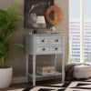 TREXM Narrow Console Table; Slim Sofa Table with Three Storage Drawers and Bottom Shelf for Living Room; Easy Assembly (Gray Wash)