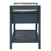 TREXM Shoe Rack with Cushioned Seat and Drawers; Multipurpose Entryway Storage Bench (Antique Navy)