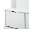 ON-TREND All in One Hall Tree with 3 Top Shelves and 2 Flip Shoe Storage Drawers; Wood Hallway Organizer with Storage Bench and Metal Hanging Hooks; W