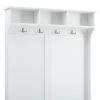 ON-TREND All in One Hall Tree with 3 Top Shelves and 2 Flip Shoe Storage Drawers; Wood Hallway Organizer with Storage Bench and Metal Hanging Hooks; W