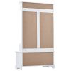 ON-TREND All in One Hall Tree with 3 Top Shelves and 2 Flip Shoe Storage Drawers; Wood Hallway Organizer with Storage Bench and Metal Hanging Hooks; W