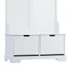 ON-TREND All in One Hall Tree with 3 Top Shelves and 2 Flip Shoe Storage Drawers; Wood Hallway Organizer with Storage Bench and Metal Hanging Hooks; W
