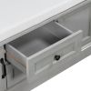 TREXM Storage Bench with 2 Drawers and 2 Cabinets; Shoe Bench with Removable Cushion for Living Room; Entryway (Gray Wash)