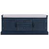 TREXM Storage Bench with 2 Drawers and 2 Cabinets; Shoe Bench with Removable Cushion for Living Room; Entryway (Antique Navy)