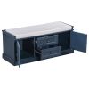 TREXM Storage Bench with 2 Drawers and 2 Cabinets; Shoe Bench with Removable Cushion for Living Room; Entryway (Antique Navy)