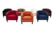 accent Barrel chair living room chair with nailheads and solid wood legs Orange linen