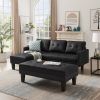 Faux Leather Sectional sofa bed ;  L-shape Sofa Chaise Lounge with Ottoman Bench