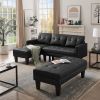 Faux Leather Sectional sofa bed ;  L-shape Sofa Chaise Lounge with Ottoman Bench