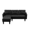 Faux Leather Sectional sofa bed ;  L-shape Sofa Chaise Lounge with Ottoman Bench