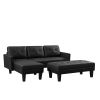 Faux Leather Sectional sofa bed ;  L-shape Sofa Chaise Lounge with Ottoman Bench