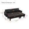 Faux Leather Sectional sofa bed ;  L-shape Sofa Chaise Lounge with Ottoman Bench