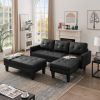 Faux Leather Sectional sofa bed ;  L-shape Sofa Chaise Lounge with Ottoman Bench