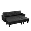 Faux Leather Sectional sofa bed ;  L-shape Sofa Chaise Lounge with Ottoman Bench