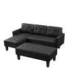 Faux Leather Sectional sofa bed ;  L-shape Sofa Chaise Lounge with Ottoman Bench
