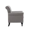 Mid-Century Modern Accent Chair, Linen Armchair w/Tufted Back/Wood Legs, Upholstered Lounge Arm Chair Single Sofa for Living Room Bedroom
