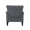 Mid-Century Modern Accent Chair, Linen Armchair w/Tufted Back/Wood Legs, Upholstered Lounge Arm Chair Single Sofa for Living Room Bedroom